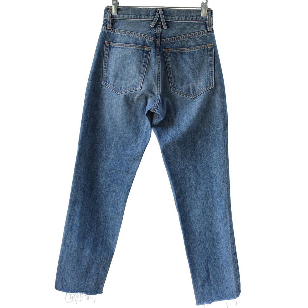 SLVRLAKE Sophie Long Jeans Size 24 Blue‎ Medium Wash Raw Hem High Rise SOPL7075